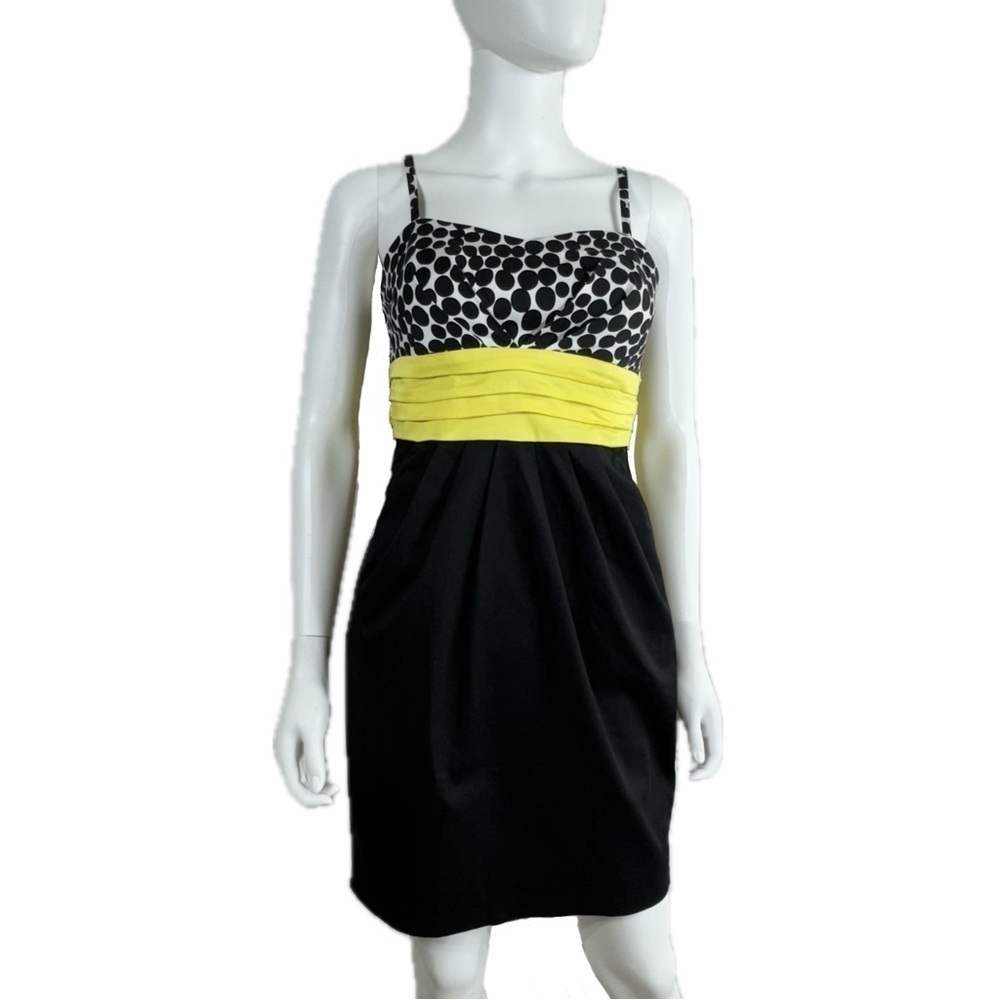 I.N. San Francisco Yellow Black Y2K Cummerbund Party Dress